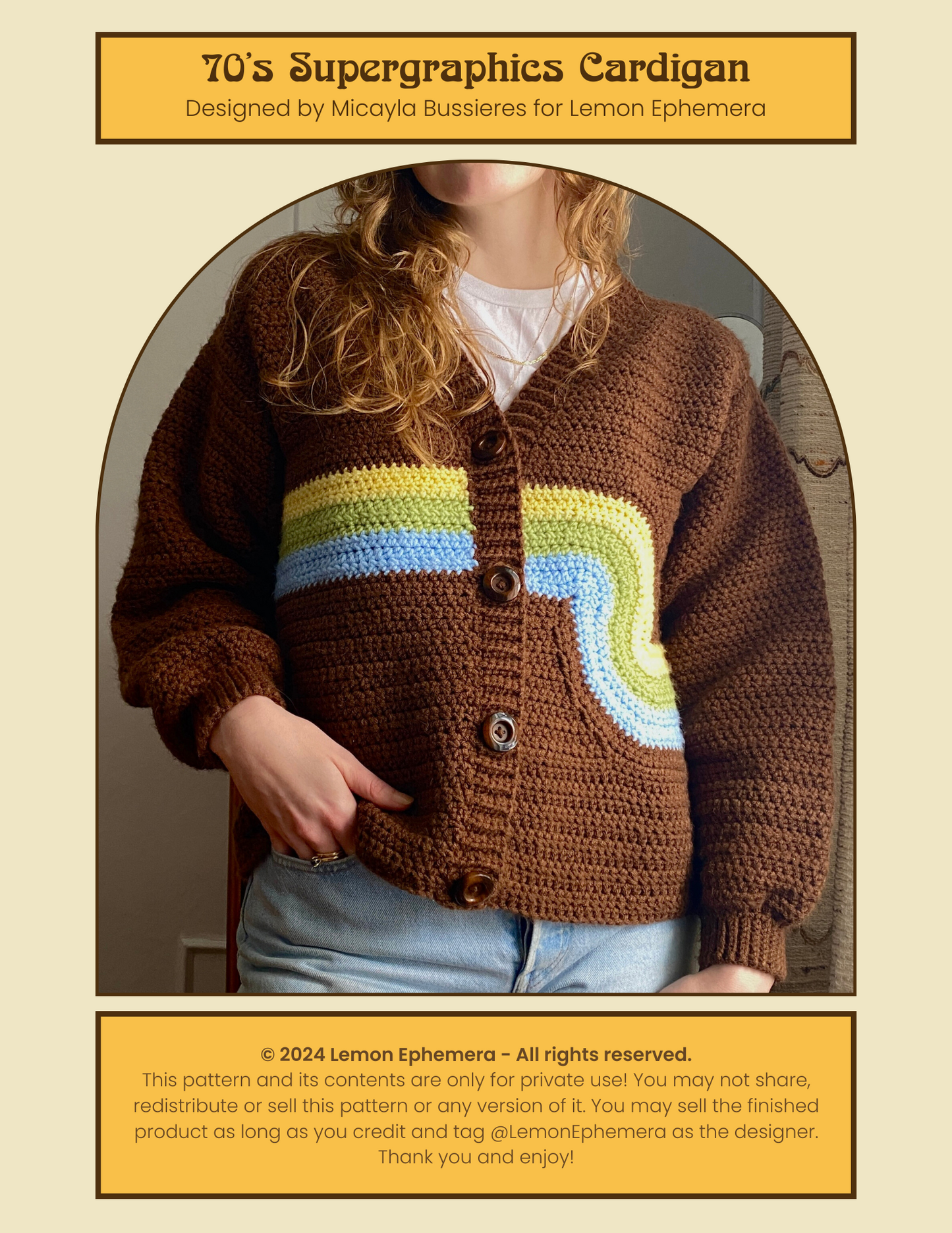 70s Supergraphics Cardigan Pattern - Digital Download