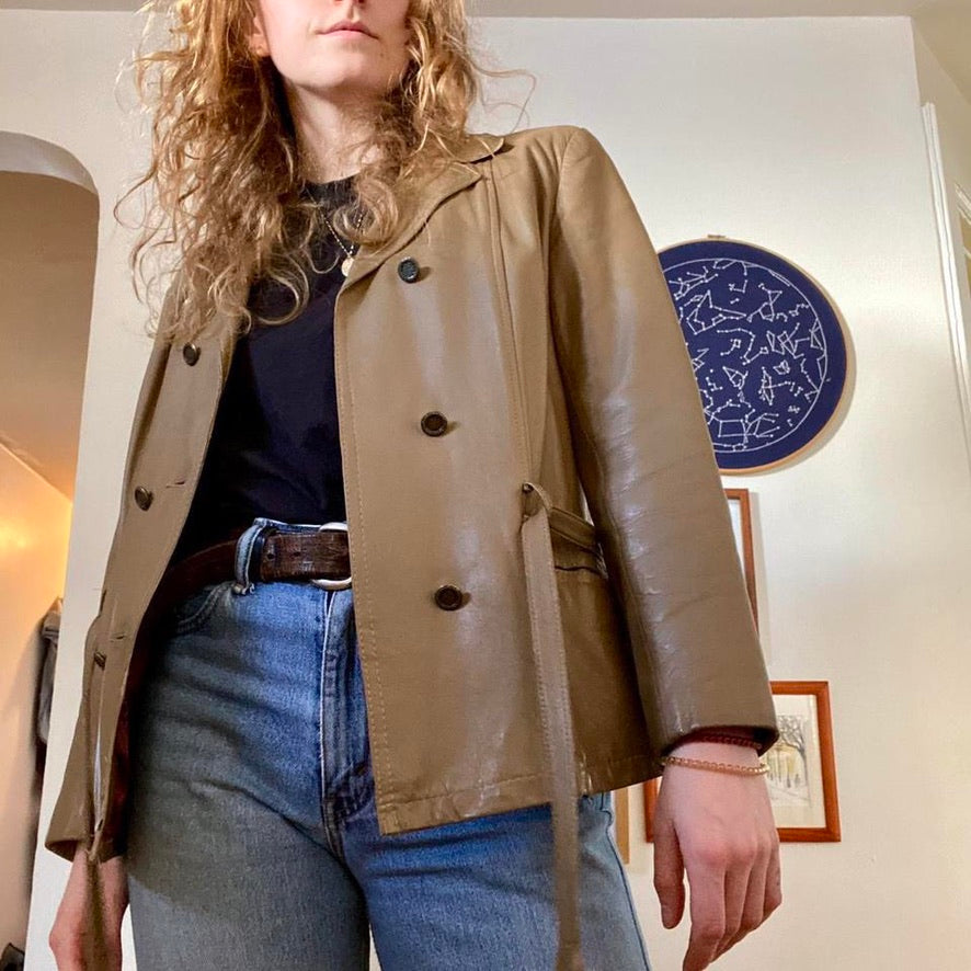 Double Breasted Victoria Leather Jacket