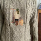 Cable knit mockneck embroidered sweater