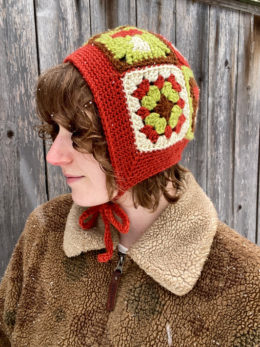 Mushroom Granny Square Bonnet