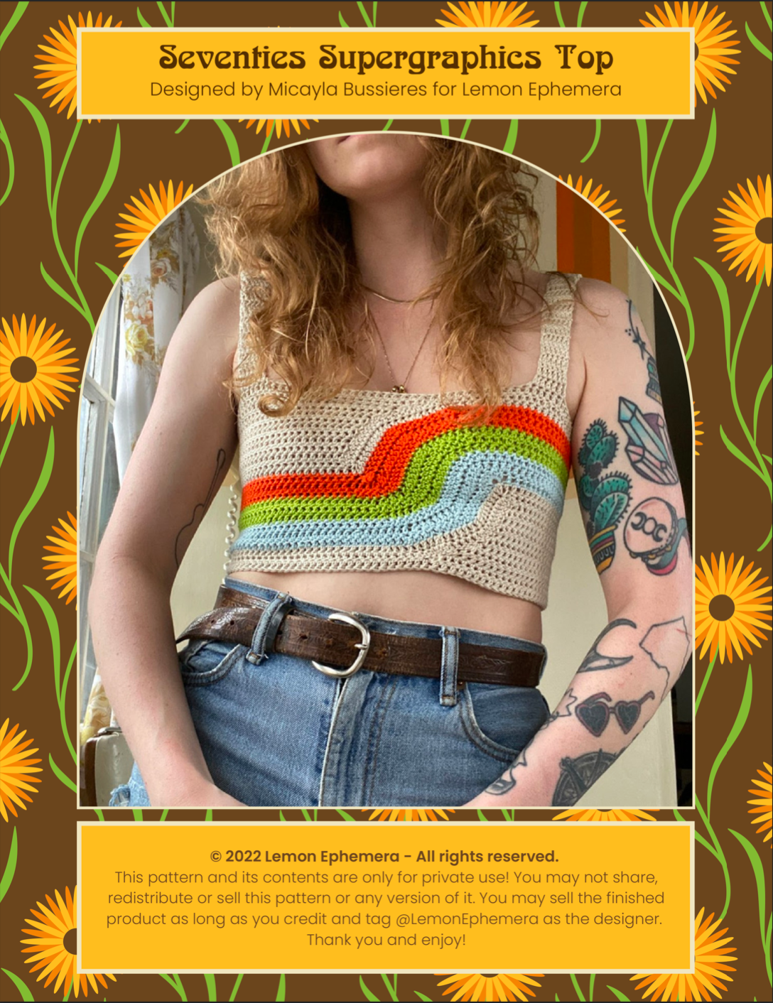 Seventies Supergraphics Top Crochet Pattern - Digital Download